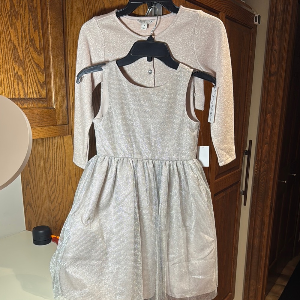 Pippa & Julie Gray and White Long Sleeve Scoop Neck Sundress